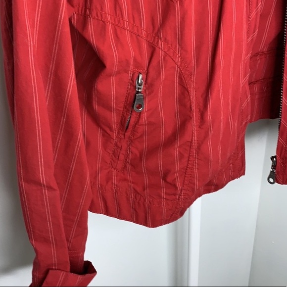 Sandwich Red Striped Cotton Women’s Zip Up Jacket - Picture 4 of 8